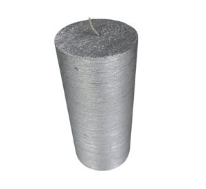 Vela Pilar acabado metálico plateado 15x7 cm