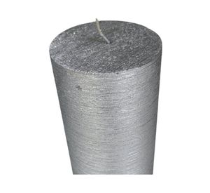 Vela Pilar acabado metálico plateado 15x7 cm