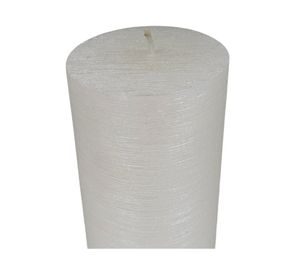 Vela Pilar acabado metálico blanco 15x7 cm