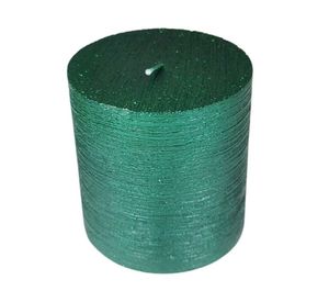 Vela Pilar acabado metálico verde 7.5x7 cm