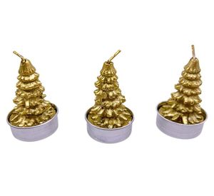 Vela T-light Árbol dorado 3 piezas