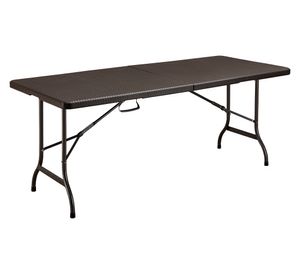 Mesa plegable rectangular ratán café 180 cm