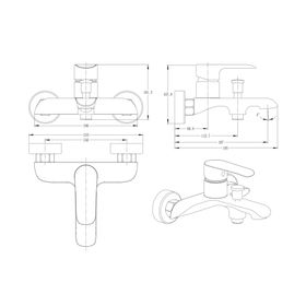 Grifería tina/ducha Urban gun grey