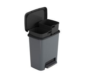 Basurero Compatta dúo gris 22 lt