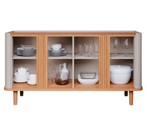 Buffet Eva off white/natural 2 repisas 79.1x45x153.3 cm