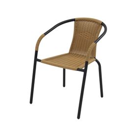 Silla acero/ratán PE café claro