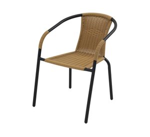 Silla acero/ratán PE café claro