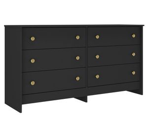 Cómoda Dúplex negro 6 cajones