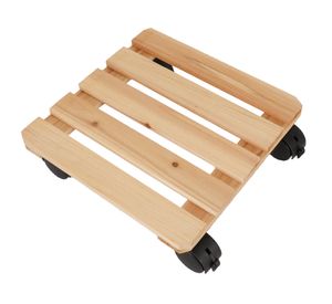 Portamacetas con ruedas cuadrado madera clara 30x30 cm