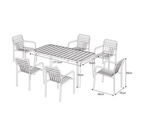 Set comedor 6 personas Sabrán negro 74x177.5x90 cm