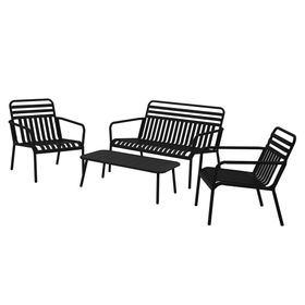 Set living 4 personas Sabrán negro 35x105.5x55 cm