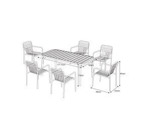 Set comedor 6 personas Sabrán 74x177.5x90 cm