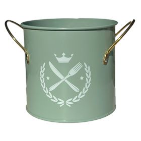 Organizador cubiertos verde con asas doradas