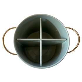 Organizador cubiertos verde con asas doradas