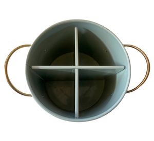 Organizador cubiertos verde con asas doradas