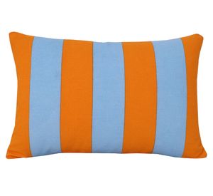 Cojín algodón Stripes celeste/naranjo 30x50 cm