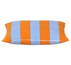 Cojín algodón Stripes celeste/naranjo 30x50 cm