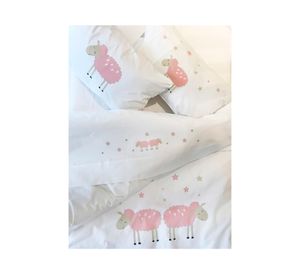 Juego de sábanas cuna 200 hilos Ovejita Rosada blanco