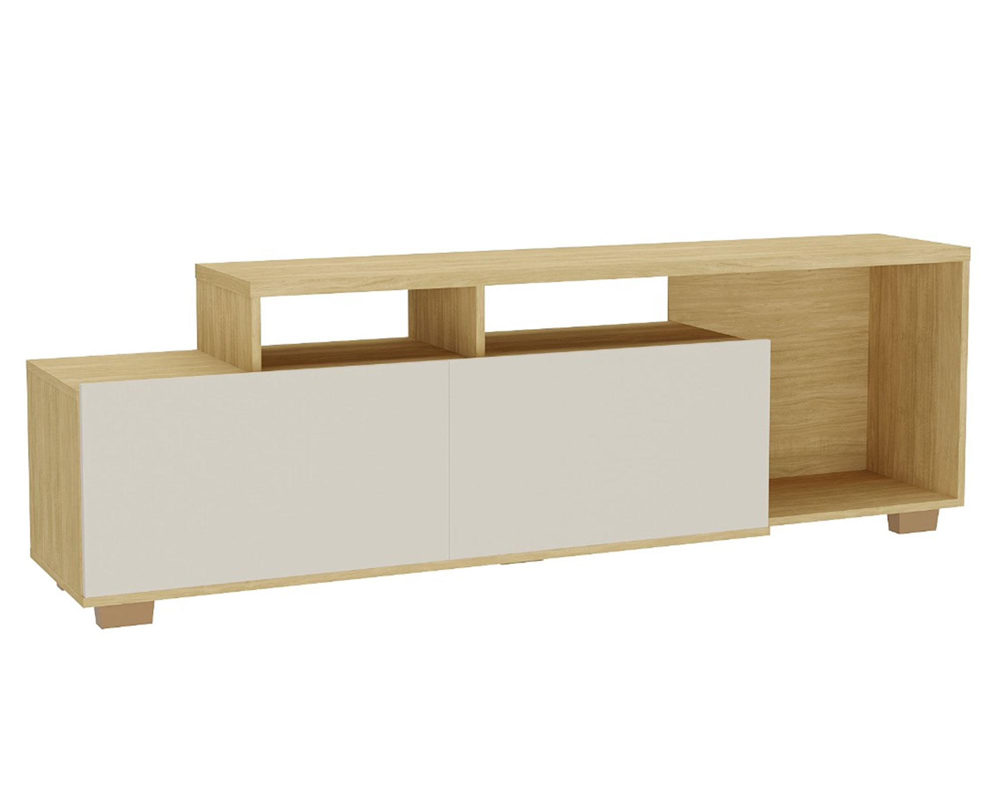 M+Design Rack TV Vulcano 65'' natural/blanco 164x36x50 cm