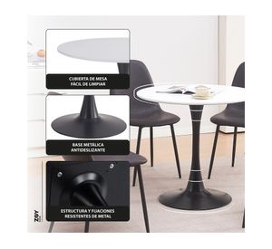 Comedor 4 sillas Saona gris 76x80x80 cm