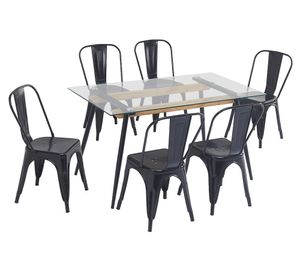 Comedor 6 sillas Mykonos 76x140x80 cm