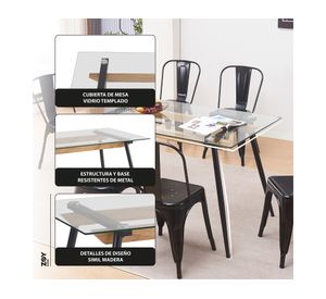 Comedor 6 sillas Mykonos 76x140x80 cm