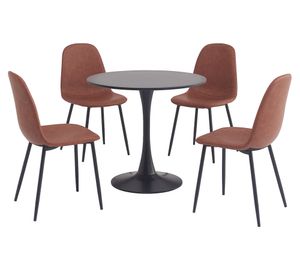 Comedor 4 sillas Saona café 76x80x80 cm