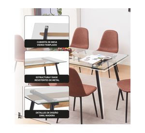 Comedor 6 sillas Creta 76x140x80 cm