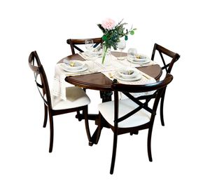 Comedor 4 sillas Mercedes Crossback café/marfil 74x106x106 cm