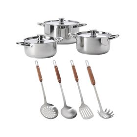 Set batería + utensilios cocina Acero inoxidable 10 piezas SET-AHCOC11
