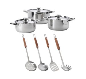 Set batería + utensilios cocina Acero inoxidable 10 piezas SET-AHCOC11