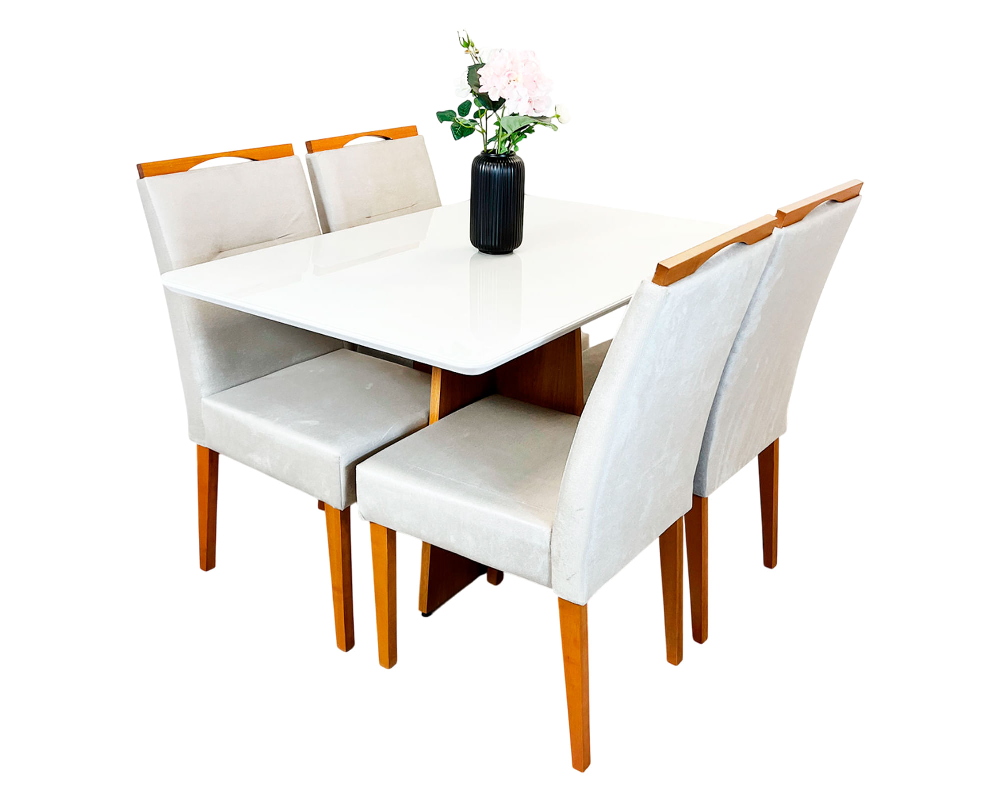 Alaia Home Comedor Annecy 120x80 cm 4 Sillas gris