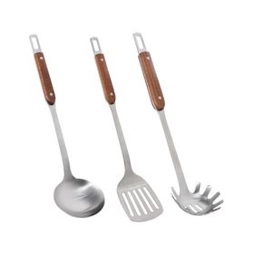 Utensilios cocina Acero inoxidable mango madera 3 piezas SET-AHCOC08