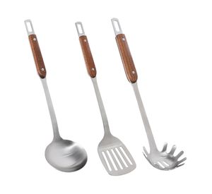 Utensilios cocina Acero inoxidable mango madera 3 piezas SET-AHCOC08