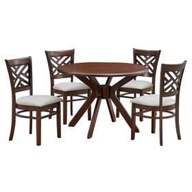 Comedor 4 sillas Amelie café/marfil 74x106x106 cm