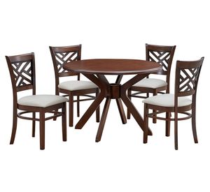 Comedor 4 sillas Amelie café/marfil 74x106x106 cm