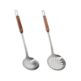 Utensilios cocina Acero inoxidable mango madera 2 piezas SET-AHCOC02
