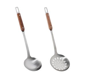 Utensilios cocina Acero inoxidable mango madera 2 piezas SET-AHCOC02