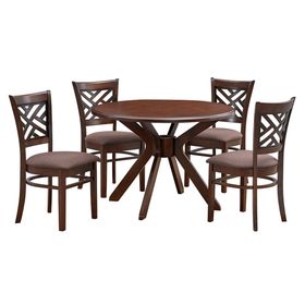 Comedor 4 sillas Amelie café 74x106x106 cm