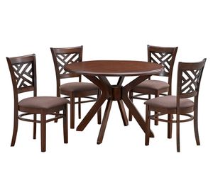 Comedor 4 sillas Amelie café 74x106x106 cm