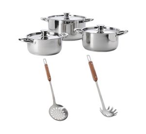 Set batería + utensilios cocina Acero inoxidable 8 piezas SET-AHCOC16