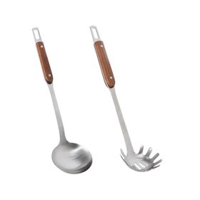 Utensilios cocina Acero inoxidable mango madera 2 piezas SET-AHCOC01