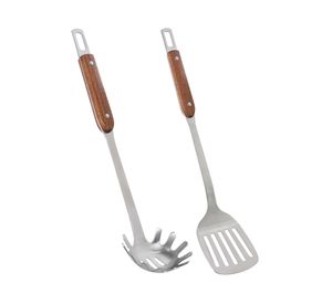 Utensilios cocina Acero inoxidable mango madera 2 piezas SET-AHCOC05