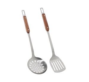 Utensilios cocina Acero inoxidable mango madera 2 piezas SET-AHCOC06