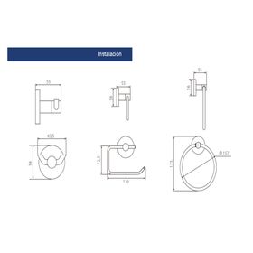 Kit accesorios baño negro mate 3 piezas