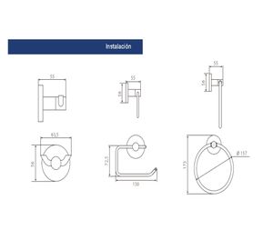 Kit accesorios baño negro mate 3 piezas