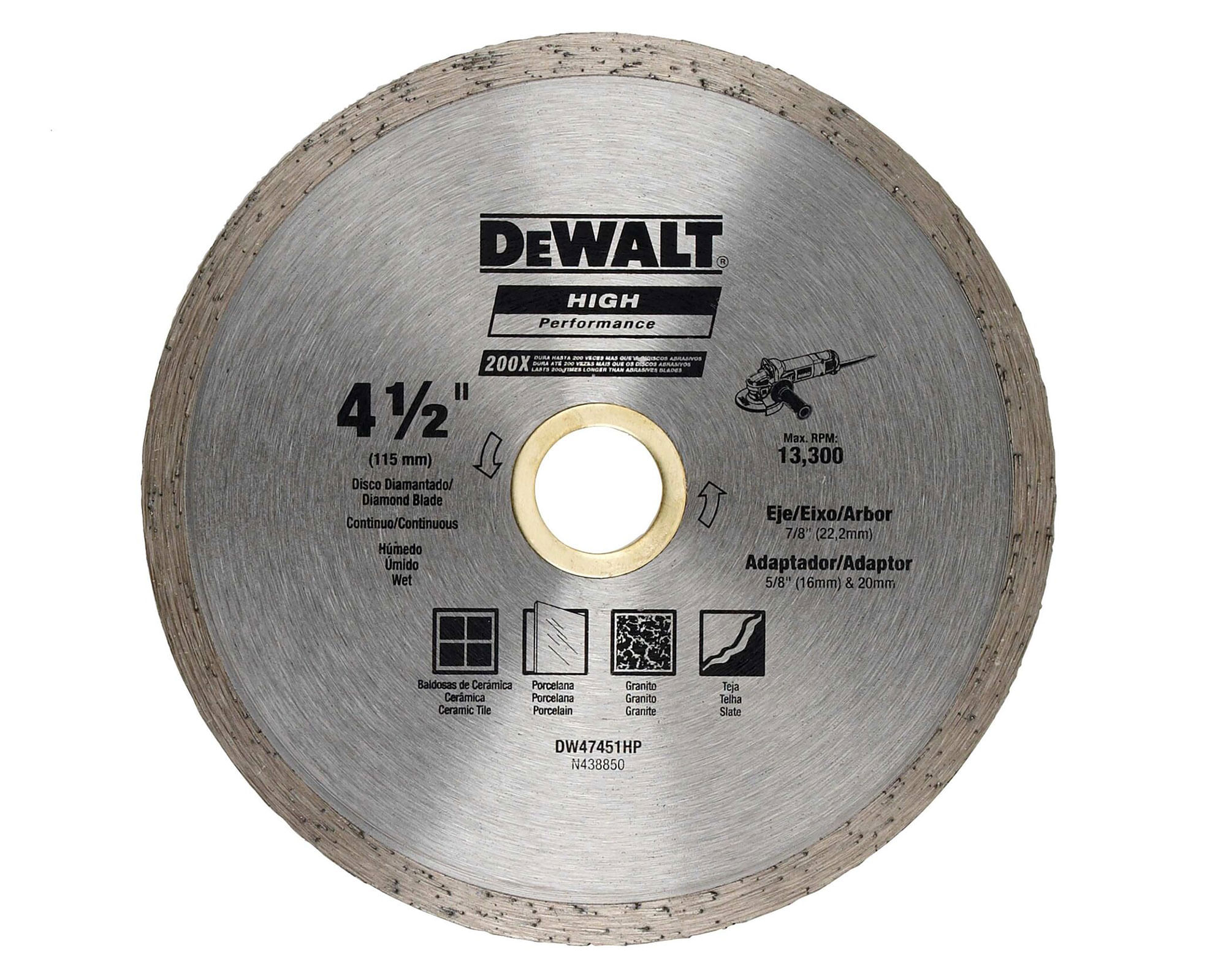 Disco diamantado continuo 4-1/2'' DW47451HP