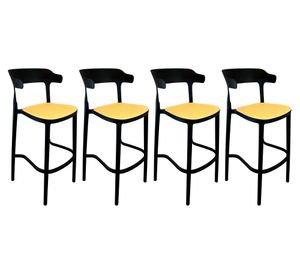 Pack 4 taburetes bar polipropileno Bistró negro/beige