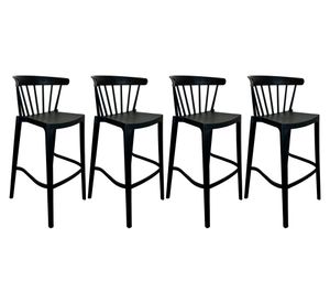 Pack 4 taburetes bar polipropileno Windsor negro