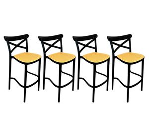 Pack 4 taburetes bar polipropileno Crossback negro/beige